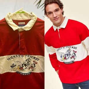 Disney /Macys  Red and White Mickey & Friends Polo Shirt M